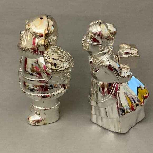 Home for the Holidays Santa Claus Mrs. Claus Silver Plate Salt & Pepper Shakers - Picture 5 of 8